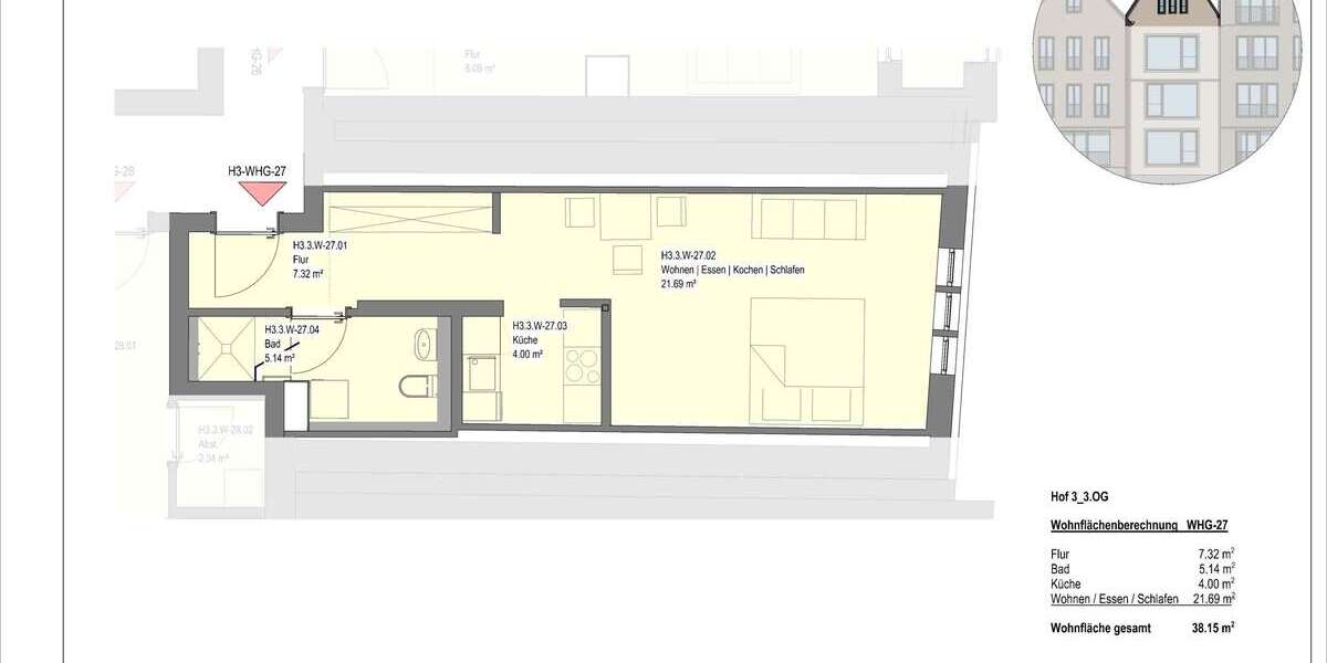 Etagenwohnung Wetzlar - 1 Zimmer, 38 m&sup2;, 700&euro; | Angebot:23750318