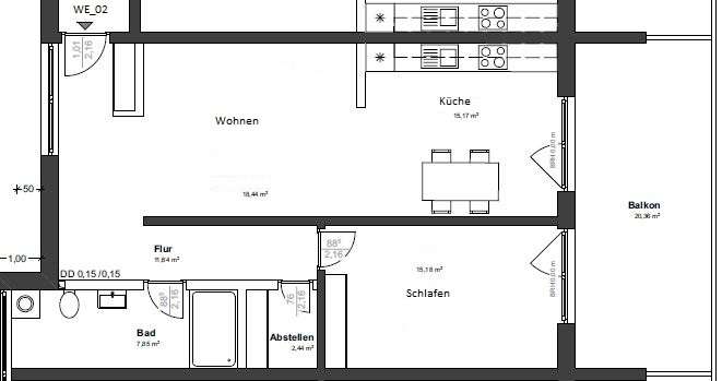 Etagenwohnung Linden - 2 Zimmer, 77 m&sup2;, 957&euro; | Angebot:26905263
